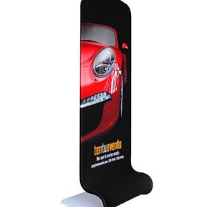 Exhibidor de tela doble lado base curva